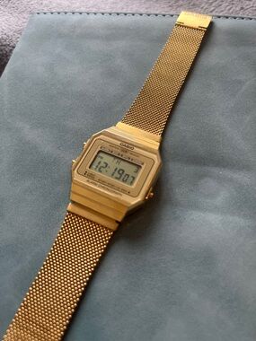 Casio Gold Digital Mesh Bracelet Watch